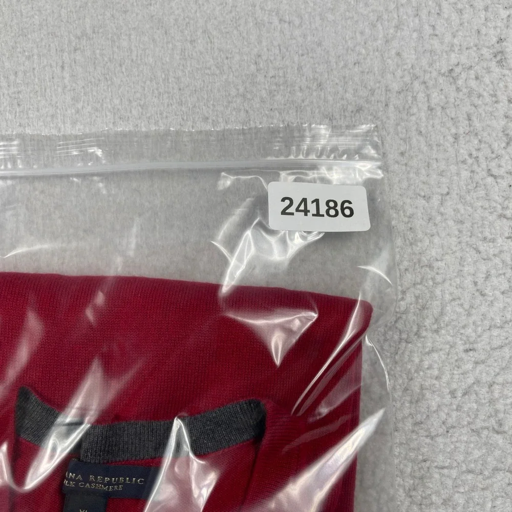 Banana Republic Sweater Mens XL Red Silk Cashmere Crew Neck Pullover Office‎